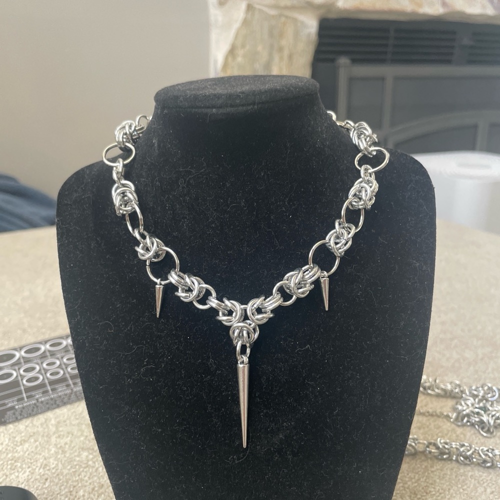 Silver Spike Chain Necklace